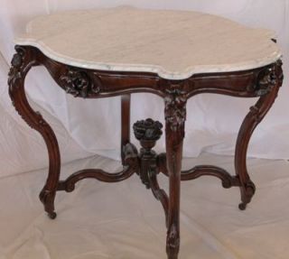 Rococo Rosewood Victorian Marble Top Center Table with Outstanding