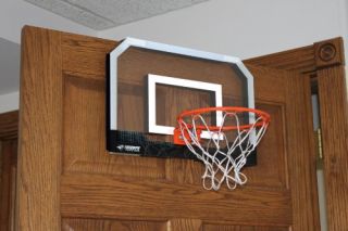 Triumph Sports Door Mount Mini Basketball Hoop with Ball White Black