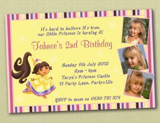 personalised princess dora birthday invitations