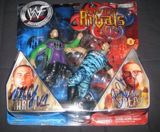 Matt Hardy Bubba Ray Dudley Signed WWE Ringside Rivals Figurines