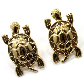 Gold 18K GF Earrings Funny Lucky Turtle Earrings Push Back Stud Lady