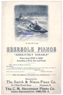Cincinnati Hamilton Ohio Ebersole Piano Trade Card