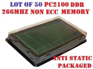 Lot 50 512MB PC2100 Memory DDR 266MHz Non ECC Anti Static Packed