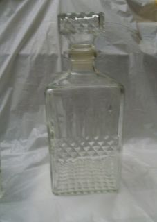 French Cut Crystal Square Decanter Wine Carafe Vintage with Top
