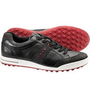 Ecco Mens Golf Street Premier Golf Shoes Moonless Black Chili Red