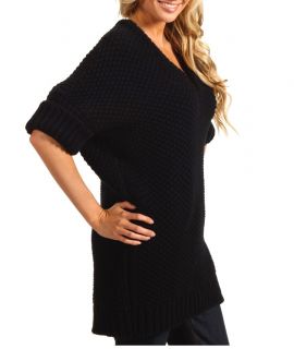 DSQUARED2 Womens (Sm)(US 4) Black Wool Cuffed Short Sleeve Sweater