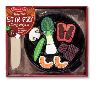  with WOK WOODEN PLAY FOOD SET~ Melissa & and Doug Item # 4025