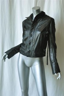 Henry Duarte Jeans Black Cargo Leather Jacket Coat S