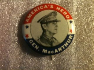 Vintage 1964 WW2 Douglas Maccarthur in Memorium Pin