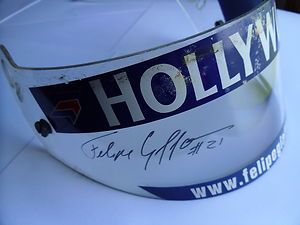 FELIPE GIAFFONE SIGNED RACE USED HOLLYWOOD SHIELD HELMET VISOR