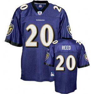 ED REED Authentic Reebok Onfield Baltimore Ravens Purple Jersey Size