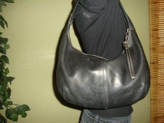 Black Vintage Distressed Leather Coach Ergo Hobo Shoulder Bag Purse