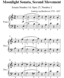 Moonlight Sonata 2nd Movement Easy Piano Sheet Music
