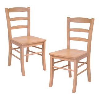 Light Oak Solid Wood Ladder Back Dining Room Chairs Set Winsome