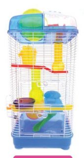 Level Clear Plastic Dwarf Hamster Mice Cage with Ball on Top Blue or