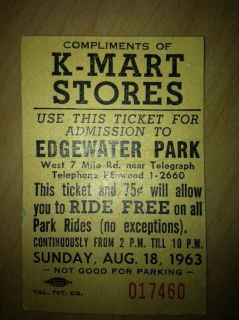 Detroit Edgewater Amusement Park Smalls Park Ticket, Ballroom and