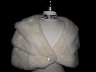 Vtg Mink Real Fur White Wedding Bolero Shrug Cape Jacket Stole
