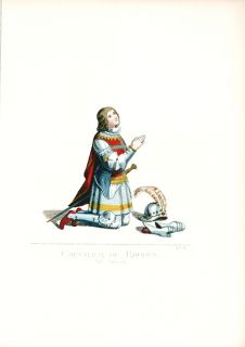 Antique Print 1860 Knight of Rhodes Templar P Mercuri C Bonnard
