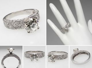 Eco Friendly Estate Genuine Diamond Engagement Ring Solid Platinum