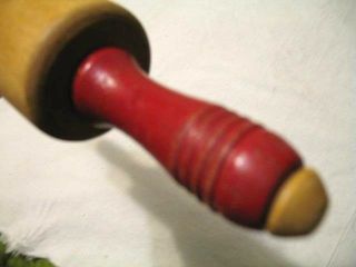 Vtg Old Red Handled Rolling Pin 18Long 7 Around Nice