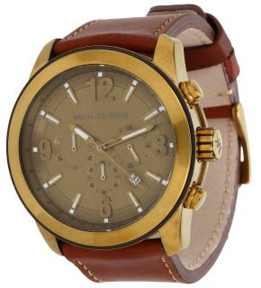 New Michael Kors Brown Leather Band Chronograph Men s Latest Watch