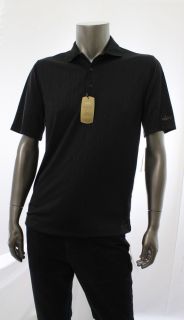 Greg Norman NEW Black Mens Polo Golf Shirt Short Sleeve Grid Pattern