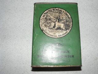 Vintage E I DUPONT De Numours company Gun Powder Tin w Dogs For Use in