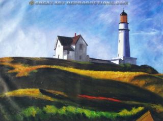 Lighthouse Hill Edward Hopper Reproduction in Oil Art Deco 42X31