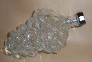 Vintage Glass Grape Cluster Oil or Viniger Bottle w Cap