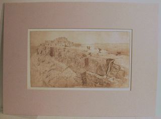 Edward Borein GREAT etching dry point WALPI pueblo listed western art