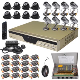 16CH Channel CCTV Home Audio Video DVR Kit Security System Sony CCD IR