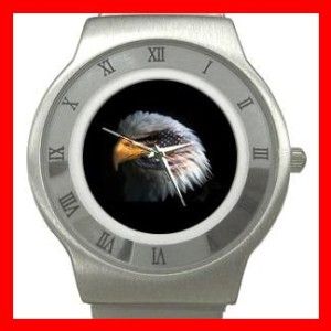 eagle eye american flag stainless steel watch unisex