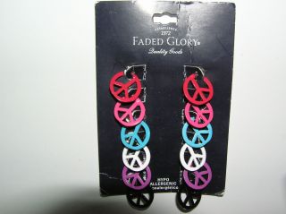Hippie PEACE SIGN Earrings 6 Pair Pierced Hypo Allergenic Faded Glory