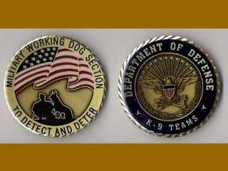 K9 Handler Army Navy Marine Air Force Challenge Coin DS
