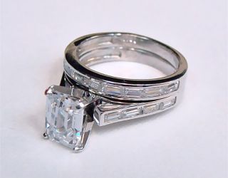 75ct Emerald Cut Wedding Ring Set 14k Solid Gold