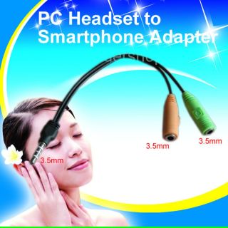 PC Headset to Smart Phone Adapter Dual 3 5mm to 3 5mm