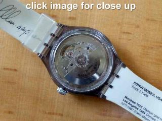 details of watch on offer swatch edwin moses automatic movement no