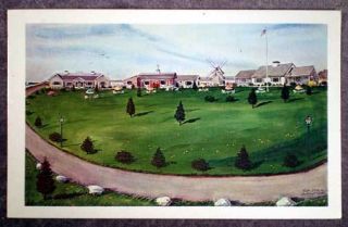 East Orleans Mass Nauset Knoll Motor Lodge from Painting 1950s 60 Nice