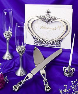 Royal Crown Design Wedding Accessory Cake Knife Server Toasting Flute