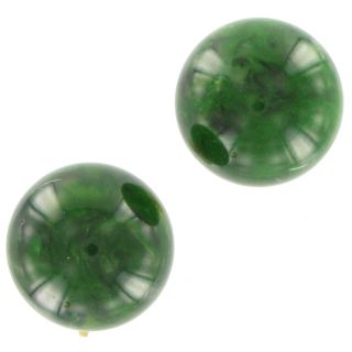 Vintage Bakelite Dark Green Ball Clip on Earrings