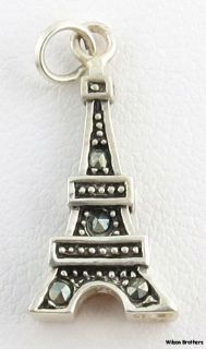 Eiffel Tower Charm   Sterling Silver 925 Marcasites 3D Paris Souvenir