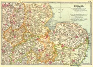 East Midlands Anglia Notts Leics Hunts Cambs 1903 Map