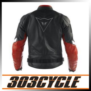  Alien Pelle Leather Motorcycle Riding Jacket Black Red 1533627