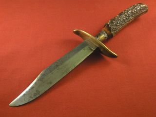 Antique Vintage Alfred Williams Ebro Sheffield Stag Handle Bowie Knife