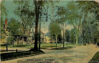 Galesburg Illinois   East Losey Street   early postcard  2816
