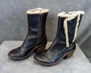 El Naturalista Boots Dark Brown Sheepskin Sz 37/6.5 EUC