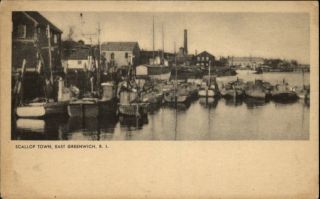 East Greenwich RI Scallop Town Harbor View Old Postcard