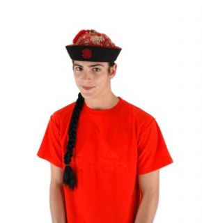 Mandarin Chinese Braid Wig Costume Hat Adult Standard