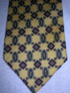 Duxbury Men Silk Tie Yellow Gray Burgundy $65 195