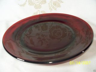  Vintage Ruby Red Glass Dinner Plate Nice